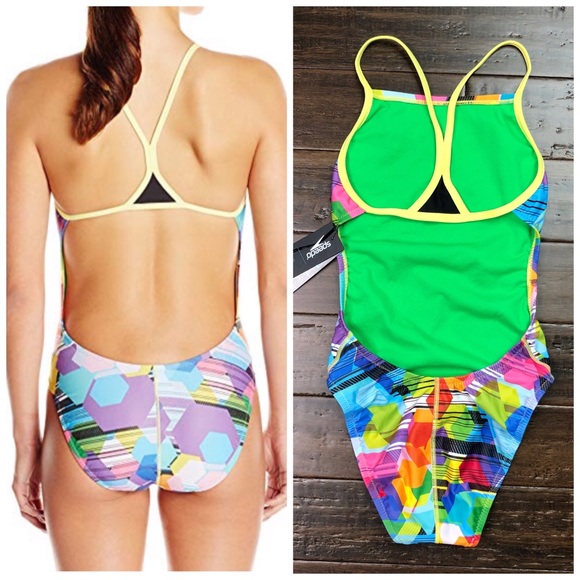 Speedo Poly Gone Mesh Back Endurance Swimsuit New - Picture 2 of 8